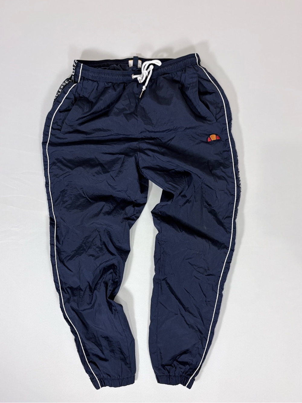 Ellesse Navy Joggers with White Piping